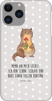 Produktbild von Mr. & Mrs. Panda Iphone 11 Pro Handyhülle Otter Blumenstrauß - Grau Pastell - Geschenk, Achtsamkeit, Handy Case, Selbstliebe, Süß, Positiv, Premium Kunststoff