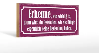 Produktbild von Holzschild Spruch 27x10cm erkenne was wichtig ist dann