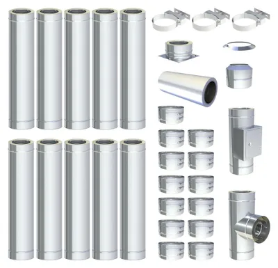 Produktbild von Ø 300 mm - 10 m DW FU Doppelwandiges Schornstein Set Bodenmontage Hochglanz