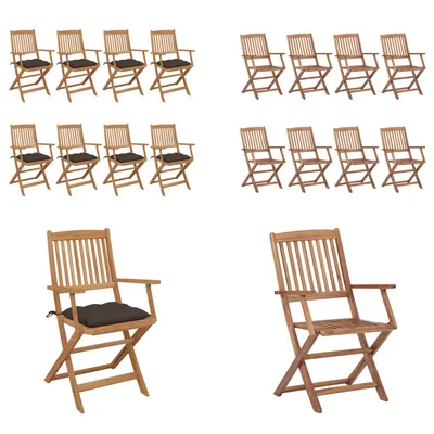 Immagine prodotto di vidaXL Sedie da giardino pieghevoli 8 pezzi con cuscino in legno massiccio di acacia - sedia da giardino - sedie da giardino - poltrona da giardino - sedia pieghevole