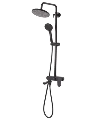 Obrázek produktu pro BELIANI černý sprchový sloup s dešťovou sprchou, vysoký lesk, moderní koupelna glamour