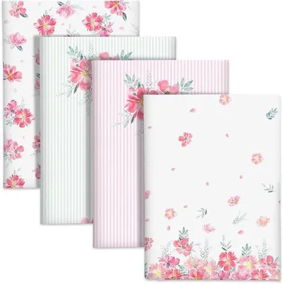 Obrázok produktu pre Uniqoos® – Sada 4 kuchynských utierok – 100% bavlna, 48 x 70 cm, ružový vzor kvetov, vysoko savé, univerzálne vhodné do kuchyne a domácnosti