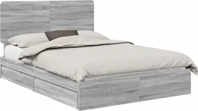 Zdjęcie produktu dla vidaXL Łóżko do przechowywania szare Sonoma 140 x 200 cm materiał drewnopochodny
