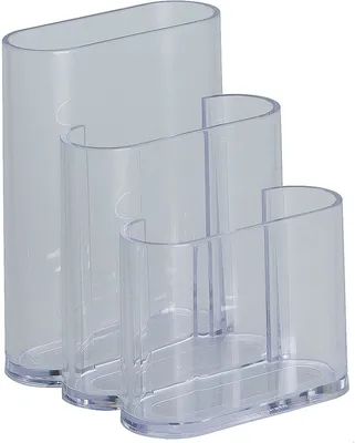Produktbild von Utensilienbox Acryl 3 Fächer 90x115x115mm glasklar Packung mit 12 Stück