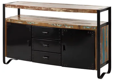 Immagine prodotto di MASSIVMOEBEL24 | credenza in legno di Legno riciclato 150x43x90 multicolore laccato INDUSTRIAL #06