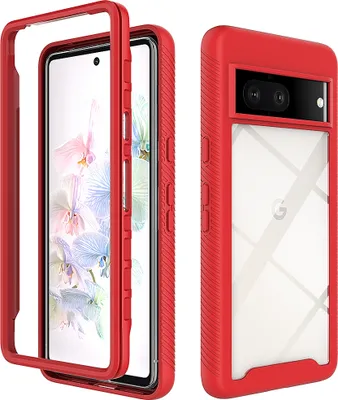 Image de Google Pixel 7 Case, Hybrid Transparent Back Cover, Rugged TPU Bumper, Shockproof Case pour Google Pixel 7 Rouge