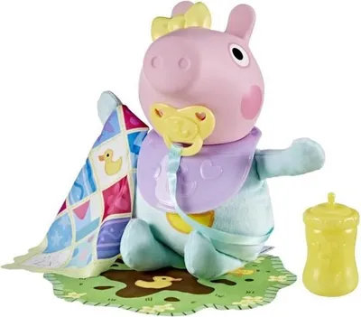 Produktbild von Interaktive Peppa Pig Evie Kuscheltier, Interaktive Puppe mit Zubehör, 20+ Sounds, 3+ Jahre, Türkisfarbener Pyjama