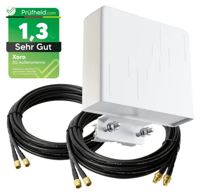 Produktbild von 5G LTE Antenne Außenantenne Multiband Duo Antenne 5G / 4G / 3G MiMo 2x 9 dBi max. Verstärkung (mit 10m Kabel) Wetterfest Outdoor für LTE Router alle Netze 690-3800 MHz von netshop 25