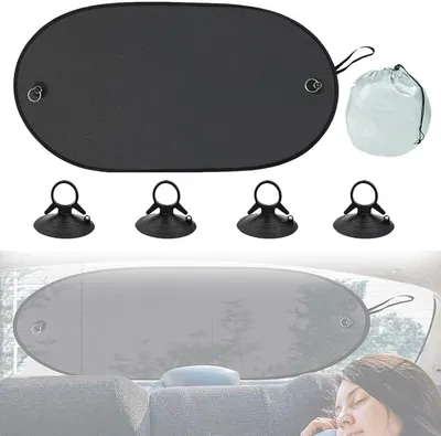 Imagen del producto de Protector solar para la ventanilla trasera del coche, con protección UV, de 100 x 50 cm, plegable y con ventosas