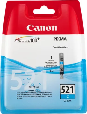 Produktbild von Canon CLI-521 C, Cyan, Pixma iP/MP/MX/Pro, Blister, Tintenstrahl