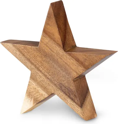 Produktbild von Stern Holzstern Akazie 12cm Akazienholz Braun Natur Deko Tischdeko Holzdeko