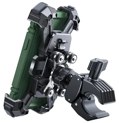 Produktbild von JOYROOM JR-ZS598 Antivibrations Handyhalterung für Lenker Universal Smartphone Halterung für Fahrrad, Motorrad, Roller & E-Scooter robust stabile 4-Ecken Klemme stoßfest & verstellbar schwenkbar für 4,7 bis 7 Zoll Handys