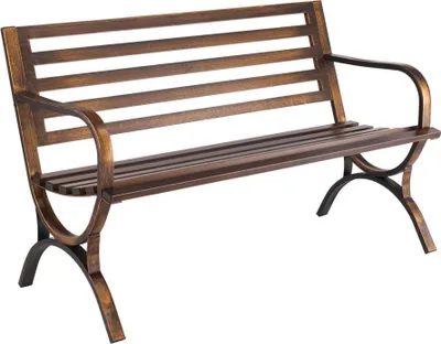 Produktbild von Gartenbank 127 cm mit 250 kg Tragkraft - Gartenmöbel Bänke, Terrassenbank & Verandabank - Balkonbank mit Lattenmuster & abgerundeten Armlehnen - Metallrahmen für Park, Hof in Antikbronze