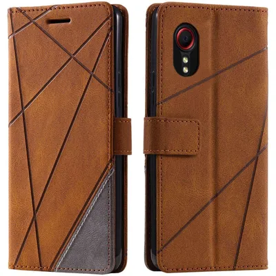Produktbild von Mobigear Rhombus Schutzhülle für Samsung Galaxy Xcover 7 – Klapphülle/Etui mit Geldbörsenfunktion – Braun