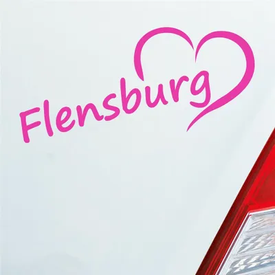 Produktbild von Auto Aufkleber Flensburg Herz Stadt City Liebe Love 18,5x8 cm Pink Sticker Heckscheibenaufkleber