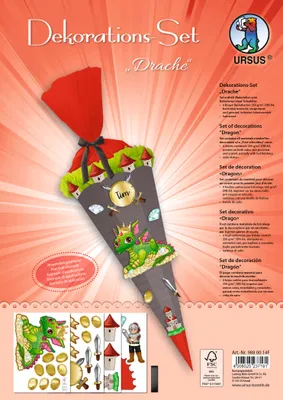Produktbild von URSUS Deko Set Schultüte Easy Line "DRACHE"