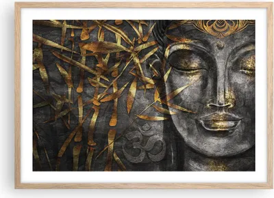 Produktbild von Gerahmtes Poster - Rahmen in heller Eiche - Buddha Gold Bodhisattva - 70x50 cm - Wand Bild - Wanddeko - Wandbilder - Kunstposter - Wandposter - Bilderrahmen - Bilder - Kunstdruck - P2NAA70x50-4442