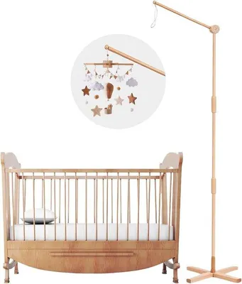 Produktbild von Standing Baby Mobile Halter, Holz Reinigungstisch, Mobile Halter für Hängespielzeug, Baby Bett Dekoration für Jungen und Mädchen von