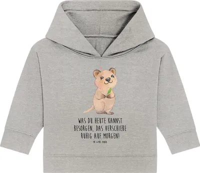 Produktbild von Mr. & Mrs. Panda Organic Baby Hoodie Quokka Happy 12. - 18. Monat - Heather Grey - Geschenk, Kapuzenshirt, Verschieben, Lustiger Spruch, Lustige Sprüche, Dinge Erledigen