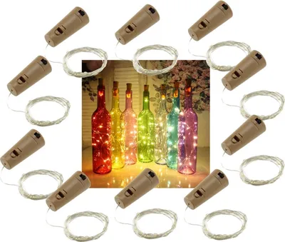 Zdjęcie produktu dla Łańcuch świetlny LED do butelek CuteBottle 20 LED 2m ciepły biały bateria 10x zestaw