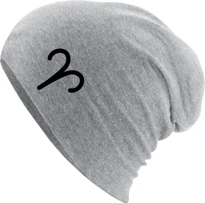 Produktbild von Huuraa Beanie Widder Sternzeichen Zeichen Heather Grey One Size Baumwolle und Elasthan Mütze Geschenkidee