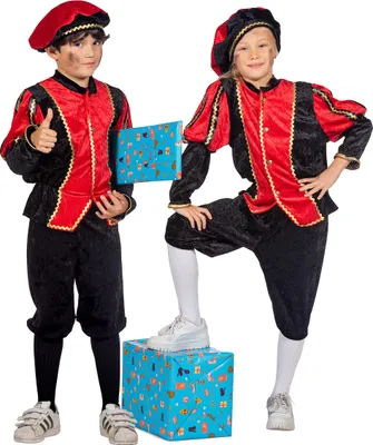 Image de Pietenanzüge Joyeux Pietje Red Pietenpak Enfant Costume enfant taille 104 Saint-Nicolas Dress Up