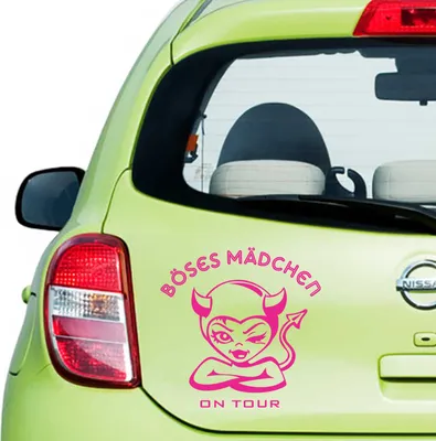 Produktbild von Aufkleber - Autoaufkleber "Böses Mädchen" 60cm x 60cm pink - Tuning Carystyling Heckscheibe Auto