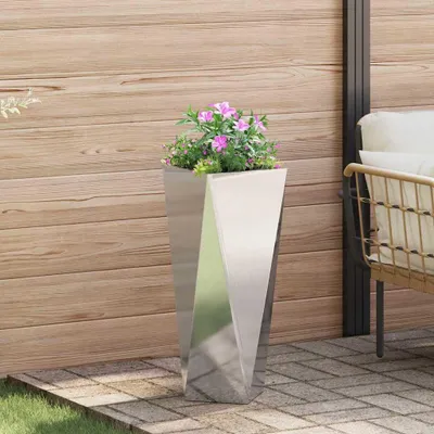 Obrázok produktu pre Maison Exclusive - Kvetináč strieborný 30 x 30 x 75 cm nerezová oceľ