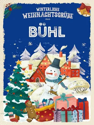 Produktbild von vianmo Holzschild 40x30 cm Weihnachtsgrüße BÜHL Fest