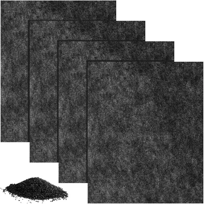 Produktbild von Luftfiltervlies mit Aktivkohle, 3 mm, 36 x 44 cm, 4 Ersatzfiltermatten, für Lüftung