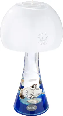 Produktbild von Gilde Dreamlight, Teelichtleuchter (LED), Lampe Salon,  Ocean , Muschelmotiv, Glas, blau, VE 2, H. 23 cm, D. 13 cm Höhe: 23.00 cm Durchmesser: 12.50 cm 73554