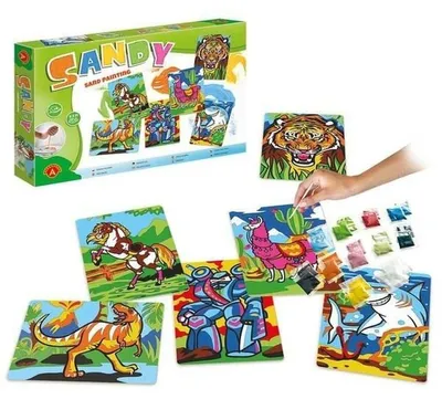 Productafbeelding van Alexander Toys Sandy Sand Painting, grote doos, voor jongens en meisjes, set om afbeeldingen mee te kleuren