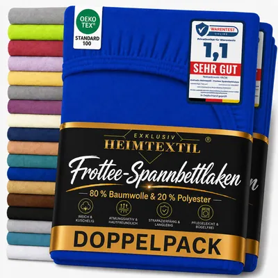 Produktbild von Doppelpack Frottee Spannbettlaken 120 x 200 cm Royalblau
