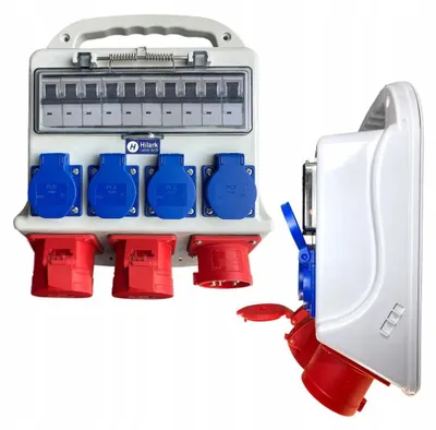 Produktbild von Baustromverteiler 6 Steckdosen, Sicherung für jede Steckdose 16A + 32A 3P 1P
