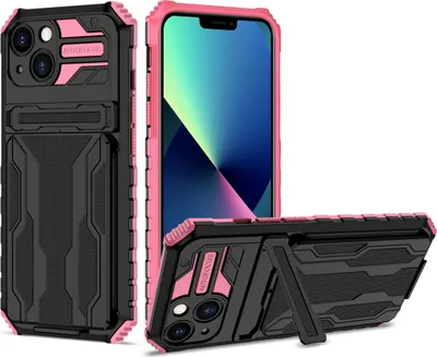 Immagine prodotto di Custodia per iPhone 14 Plus, protezione ibrida e robusta con porta carte e supporto Rosa