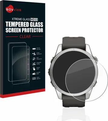 Produktbild von Savvies Schutzglas für Garmin Fenix 7S Pro Solar (42 mm) Displayschutz 9H Glas klar transparent