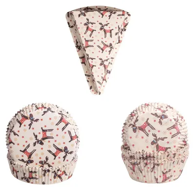Produktbild von Demmler Backformen 3er Set - Muffin-, Tarts- und Tortestückformen mit Elch-Design - zum Backen und Dekorieren