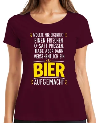 Produktbild von Versehentlich ein Bier aufgemacht Lustig Saufen Party Alkohol JGA Damen T-Shirt, Burgundy, M