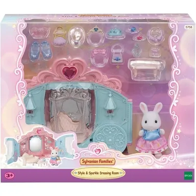Produktbild von Sylvanian Families Spielset, Prinzessinnen Ankleide, Kutsche, Schneehasenmädchen Figur, Inklusive Zubehör