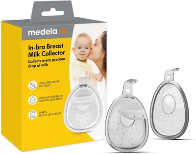 Image de Lot de 2 Coupelles recueil lait maternel MEDELA - Coquilles d'Allaitement Discrètes en Silicone sans BPA 30ml