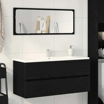 Image de Maison Exclusive - Meuble sous lavabo aspect chêne noir 100x38,5x45 cm