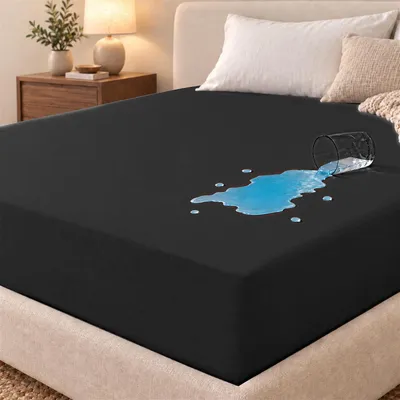Imagen del producto de Protector de colchón de 140x200 cm, funda de colchón, protector de colchón elegante, protector de colchón impermeable, funda de colchón impermeable y transpirable, protección contra la humedad