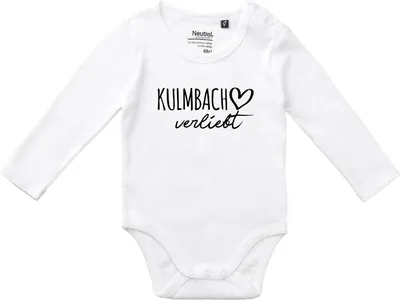 Produktbild von Huuraa Baby Body Kulmbach verliebt 68 White  Baumwolle Fairtrade Langarmbody Geschenkidee