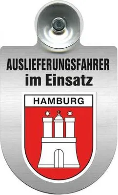 Produktbild von Einsatzschild Windschutzscheibe incl. Saugnapf - Auslieferungsfahrer im Einsatz - 309365 - incl. Regionen nach Wahl Color - Region Hamburg