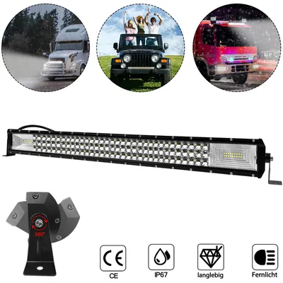 Zdjęcie produktu dla Reflektor roboczy YRHome 405 W z listwą świetlną LED, stopień ochrony IP67 – pylo- i wodoodporny, idealny jako dodatkowe światło terenowe i przeciwmgielne do samochodu