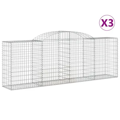 Produktbild von vidaXL Gabionen mit Hochbogen 3 Stk. 300x50x100/120cm Verzinktes Eisen
