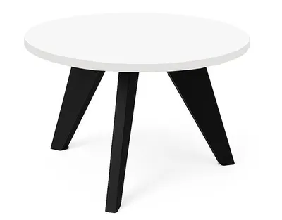 Zdjęcie produktu dla DEKORI_INTERIORS, stolik kawowy LORA, 75 cm – minimalistyczny, lekki i ponadczasowy do nowoczesnych wnętrz (dąb biały/czarny)