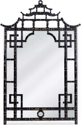 Produktbild von Casa Padrino Luxus Spiegel Schwarz / Gold 110 x 5 x H. 170 cm - Prunkvoller asiatischer Mahagoni Wandspiegel - Luxus Möbel im asiatischen Stil - Luxus Kollektion