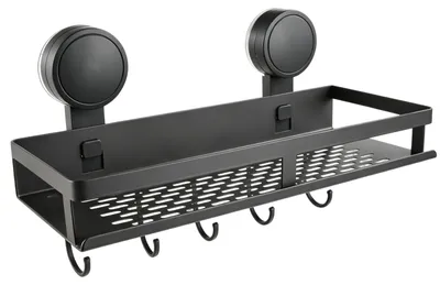 Produktbild von Duscheablage ohne Bohren, schwarzer Kohlenstoffstahl, 30 cm, Organizer für das Bad