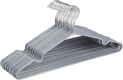 Produktbild von PolkaHome® Metall-Kleiderbügel mit Kunststoffbeschichtung, 20 Stück – Platzsparende, rutschfeste Kleiderbügel für Erwachsene,